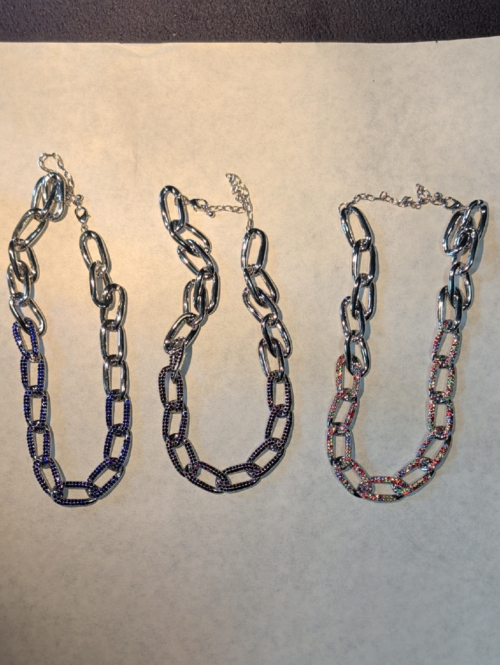 Austrian Crystal Paperclip Silvertone Necklace
